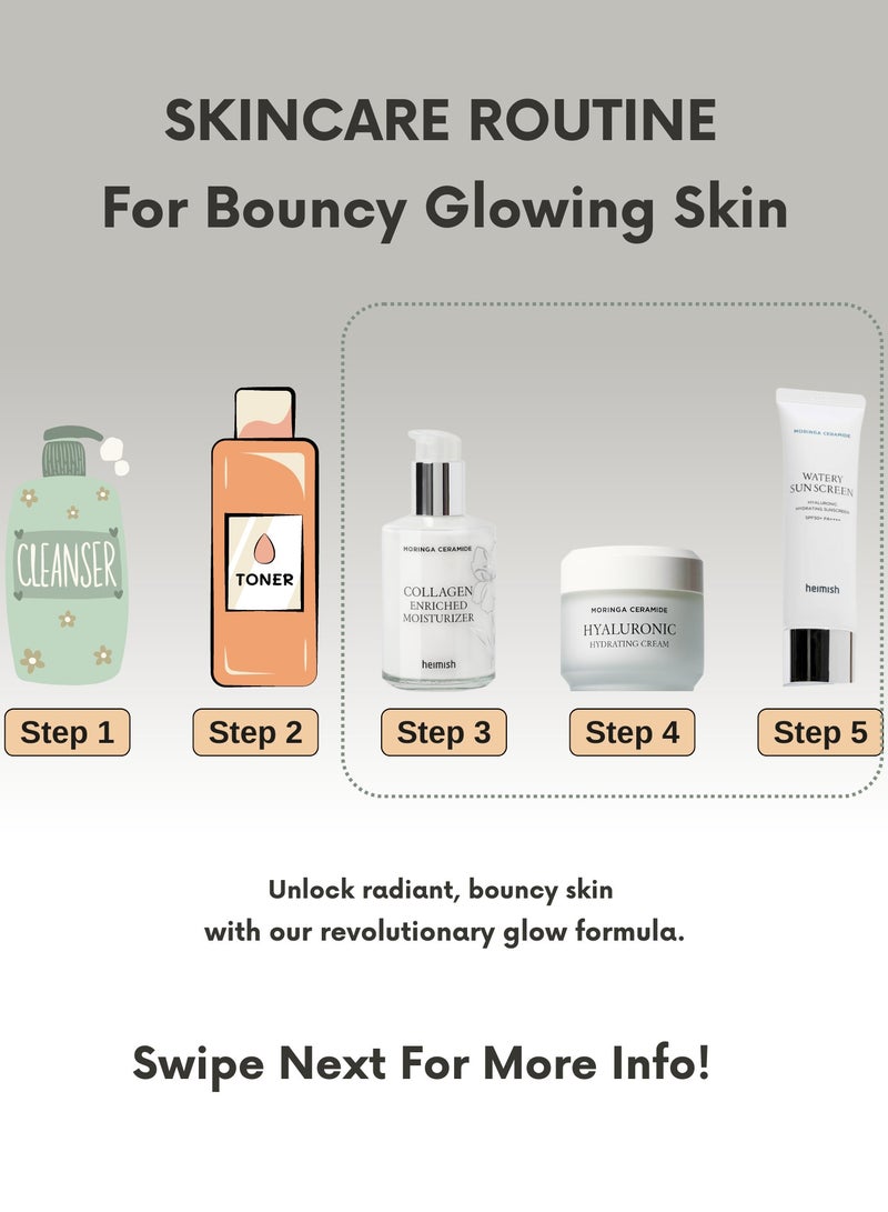 Heimish Dryness & Weak Skin Barrier Solution – Heimish Collagen Enriched Moisturizer, Hyaluronic Hydrating Cream & Hyaluronic Hydrating Watery Sunscreen SPF50+ Set for Deep Hydration & Daily Protection - Image 3