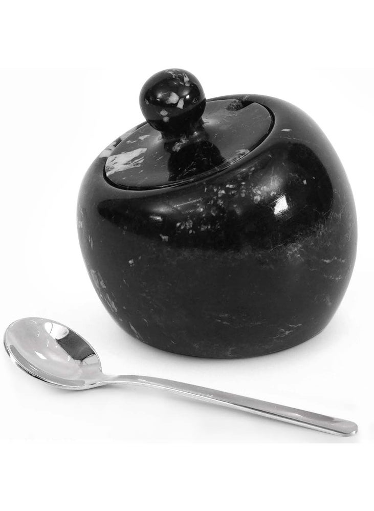 RADICALn Handmade Marble Salt Cellar with Lid 3 Inch Salt Bowl Spice Storage Container Sugar Bowl for Kitchen Countertop Dining Table Home Decor - Image 1