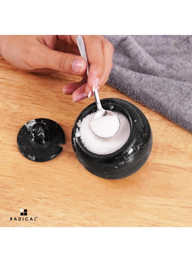 RADICALn Handmade Marble Salt Cellar with Lid 3 Inch Salt Bowl Spice Storage Container Sugar Bowl for Kitchen Countertop Dining Table Home Decor - Image 3