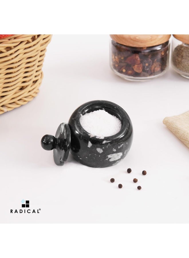 RADICALn Handmade Marble Salt Cellar with Lid 3 Inch Salt Bowl Spice Storage Container Sugar Bowl for Kitchen Countertop Dining Table Home Decor - Image 2
