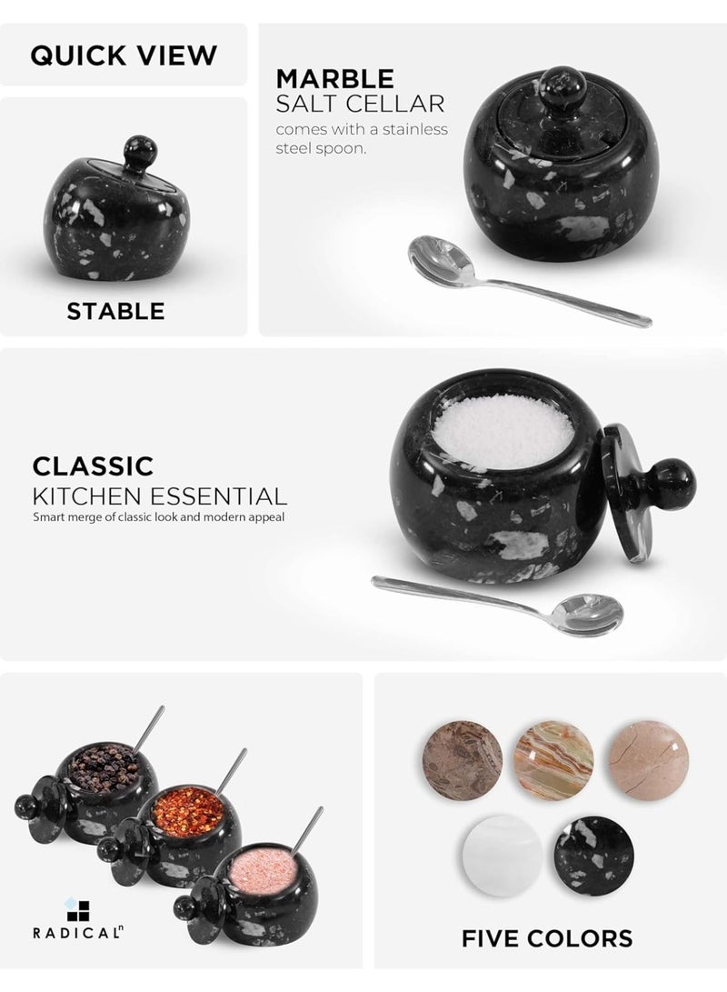 RADICALn Handmade Marble Salt Cellar with Lid 3 Inch Salt Bowl Spice Storage Container Sugar Bowl for Kitchen Countertop Dining Table Home Decor - Image 4
