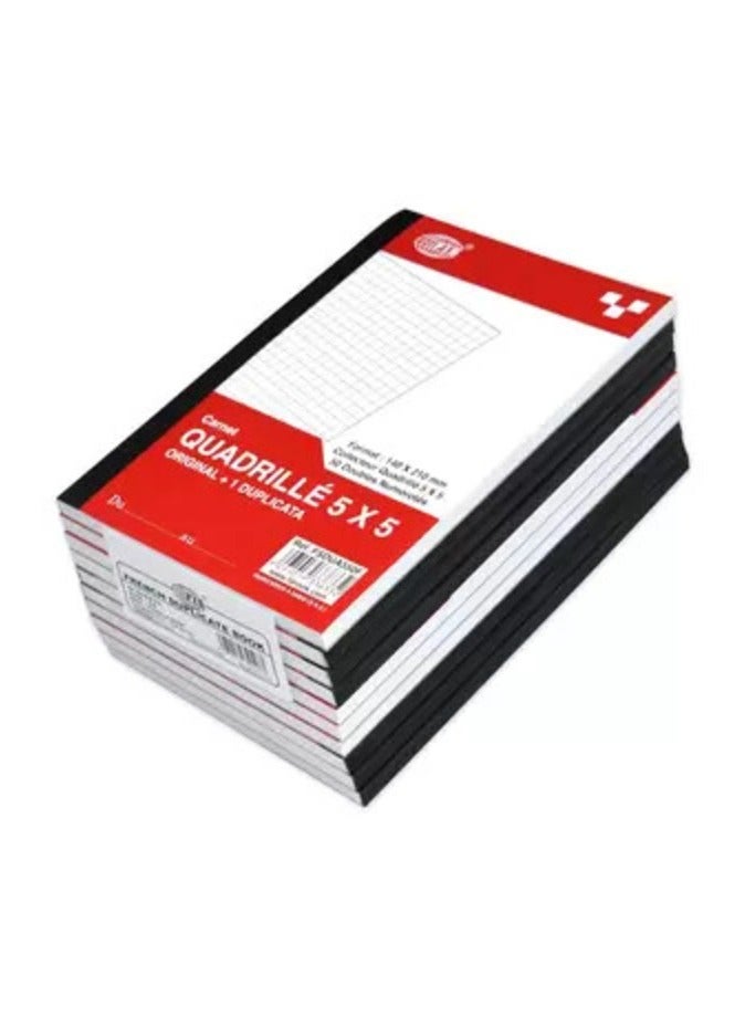 FIS 10-Piece FIS French Duplicate Books 5mm Square, Original with 1 Duplicate (50 Sets) A4 Size