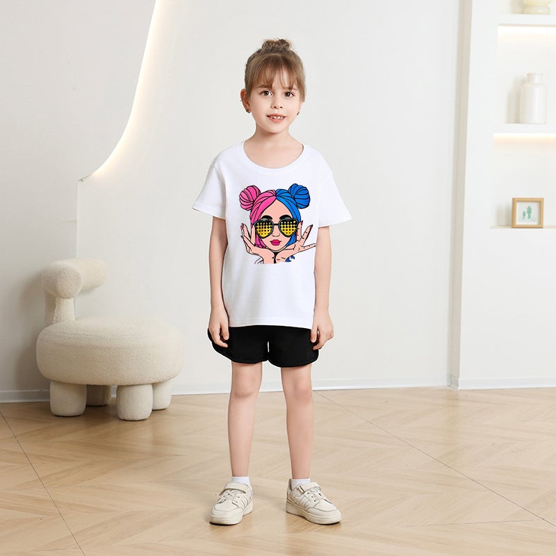 Children'S Clothing Girls' Short-Sleeved 2026 Style Girls' T-Shirt Cotton Fashion Printed Children'S Top Trendy - Image 5