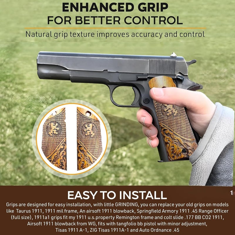 warreplica WWII US M1911 / 1911 .45 Wooden Grips - Reproduction - Image 5