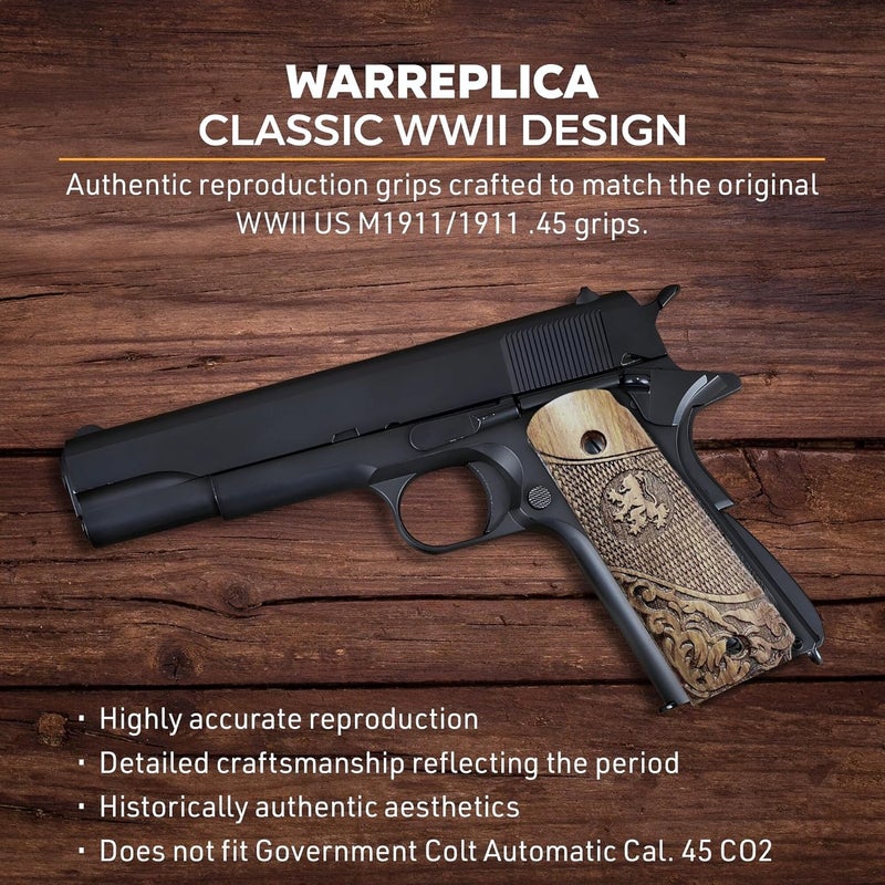 warreplica WWII US M1911 / 1911 .45 Wooden Grips - Reproduction - Image 4