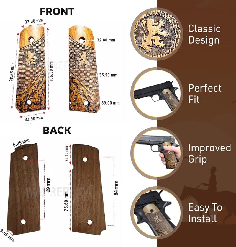 warreplica WWII US M1911 / 1911 .45 Wooden Grips - Reproduction - Image 3