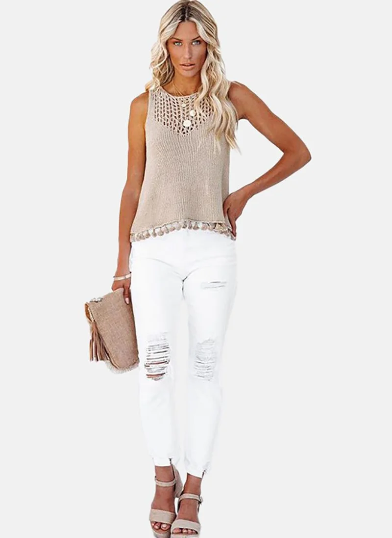 YUNIQEE Women Self Design Round Neck Acrylic Top