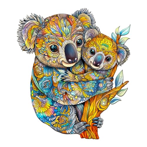 Purdicra Wooden Puzzles for Adults Koala Family Wooden Jigsaw Puzzle Unique Animal Shaped Wood Puzzles Adult Christmas Birthday Gifts for FriendsFamily Home Decor 85 73in 100pcs - Image 1