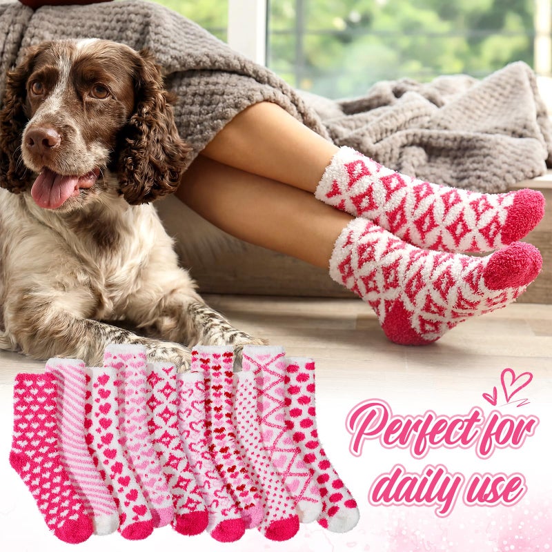 Berlune 10 Pairs Socks for Women Cozy Fuzzy Thick Warm Sleep Winter Soft Socks Mother's Day Birthday Gift for Women Mom(Heart,Pink) - Image 5