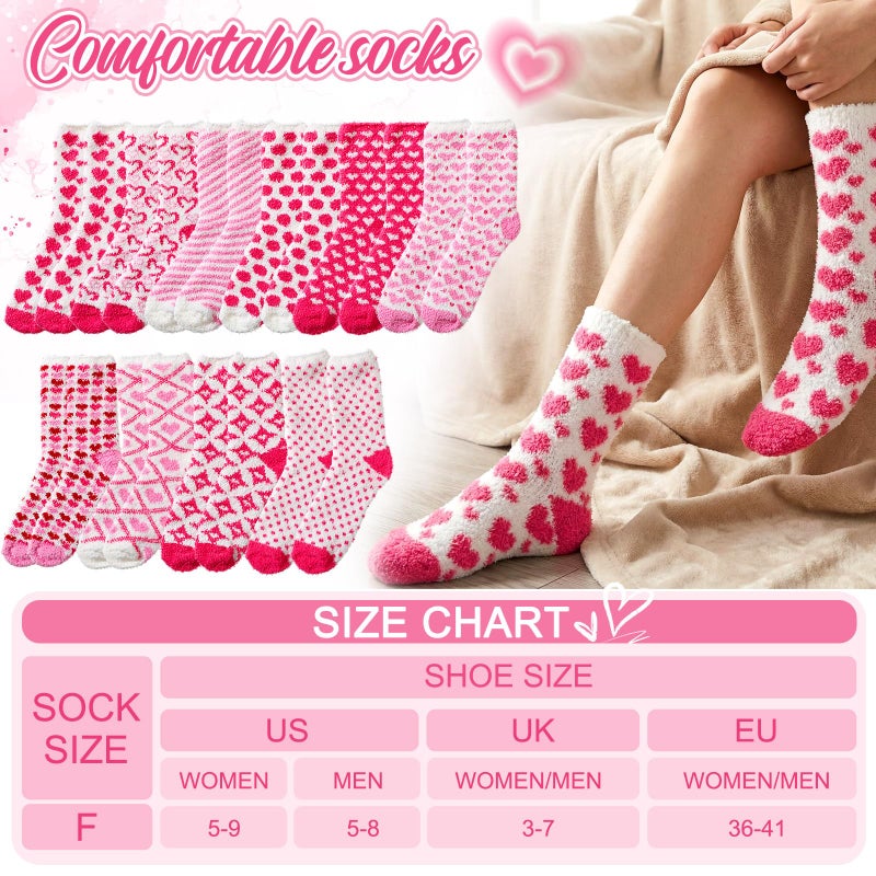 Berlune 10 Pairs Socks for Women Cozy Fuzzy Thick Warm Sleep Winter Soft Socks Mother's Day Birthday Gift for Women Mom(Heart,Pink) - Image 4