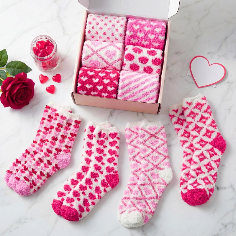 Berlune 10 Pairs Socks for Women Cozy Fuzzy Thick Warm Sleep Winter Soft Socks Mother's Day Birthday Gift for Women Mom(Heart,Pink) - Image 3