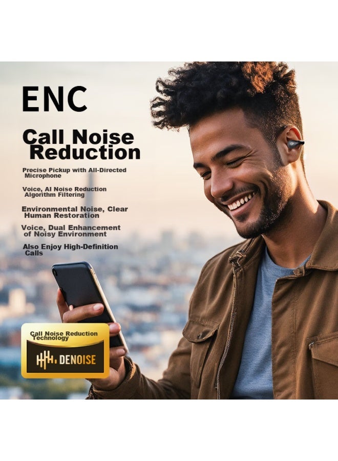 Langston Lansidun Bluetooth Headphones, Bone Conduction Concept Clip-on Wireless Open Non-in, Sports Running Cycling Enc Noise Reduction, Suitable For Apple Huawei Xiaomi Phones, Black - Image 2