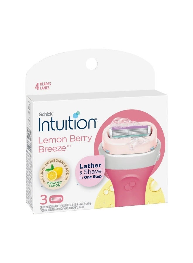 Schick Intuition Lemon Berry Breeze Razor Blade Refills – 3 Pieces - Image 1