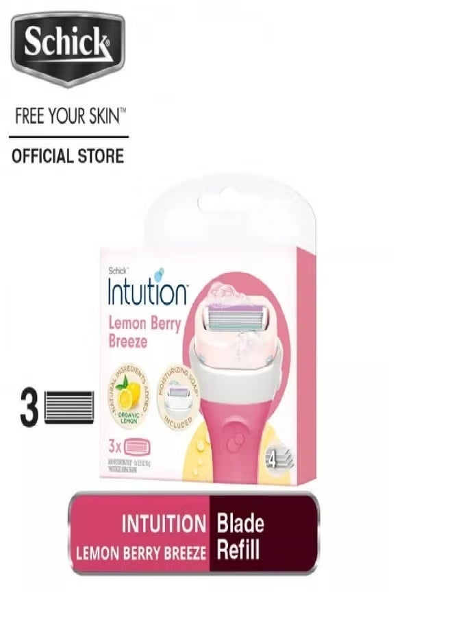 Schick Intuition Lemon Berry Breeze Razor Blade Refills – 3 Pieces - Image 2