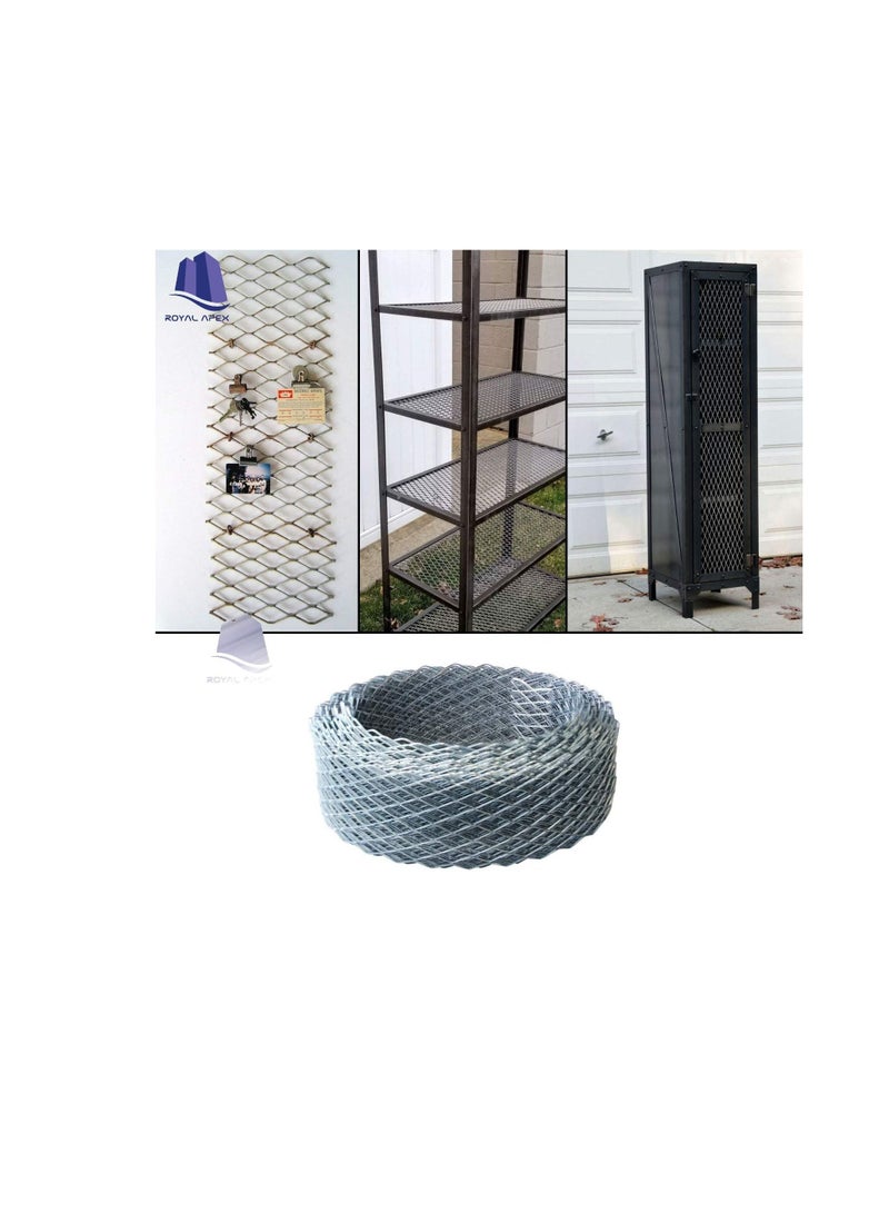 Galvanized Expanded Metal Mesh Diamond Flat Anti-rust & Corrosion Resistance for Multi-purpose. (6 Inch x 10 Yard)