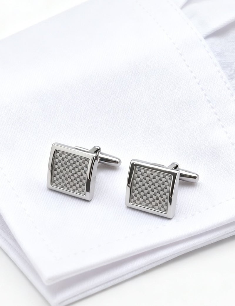 DB Innov. Cufflinks, Square Arc-Shaped Carbon Fiber Pattern Cufflinks, 2 PCS in One Set Copper Material Jewelry Specially Design for Men's Shirt Wedding Business Gift with Delicate Package Box. - Image 1