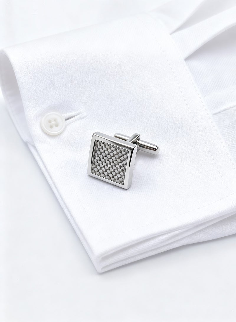 DB Innov. Cufflinks, Square Arc-Shaped Carbon Fiber Pattern Cufflinks, 2 PCS in One Set Copper Material Jewelry Specially Design for Men's Shirt Wedding Business Gift with Delicate Package Box. - Image 3