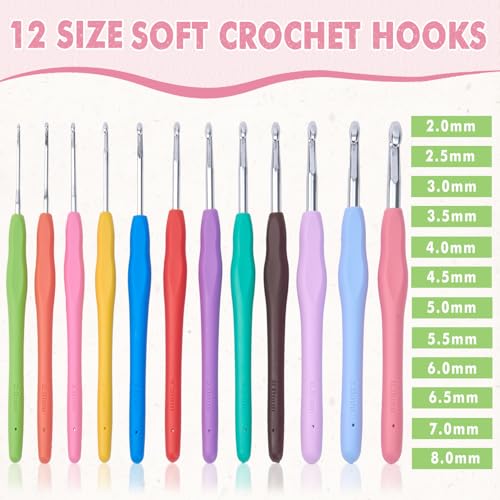 TOGETRUE Crochet Hooks, 12 Size Soft Grip Crochet Hooks Set, Crochet Needles with Storage Case, Knitting Needle Kit for Beginners, Knitting Enthusiasts (2.0~8.0mm) - Image 2