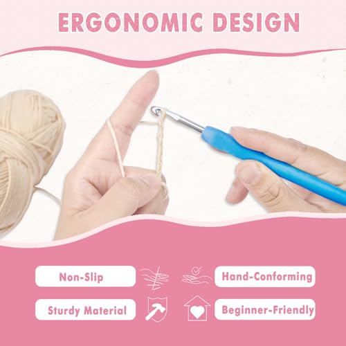 TOGETRUE Crochet Hooks, 12 Size Soft Grip Crochet Hooks Set, Crochet Needles with Storage Case, Knitting Needle Kit for Beginners, Knitting Enthusiasts (2.0~8.0mm) - Image 5
