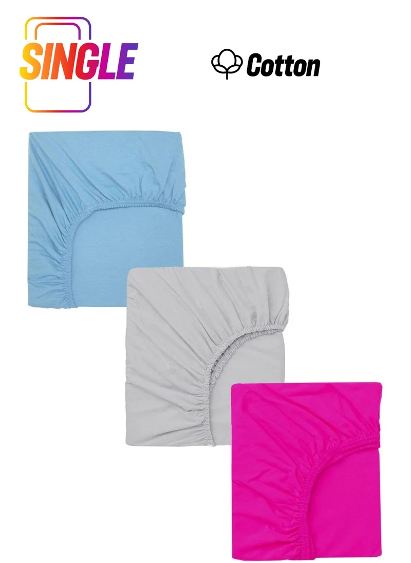 كوتن كونسيبت 3 Pieces 40X80 cm Mother's Side Elastic Combed Cotton Fabric Baby Bedsheet