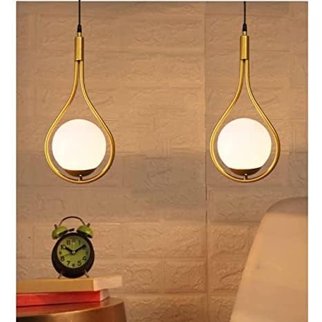 kinis Golden Racket Bat Style Globe Decorative Hanging Lamp/Pendant Lamp/Ceiling Light to Décor Home/Living Room/Bedroom/Office/Dining/Cafe/Restaurants (with Bulb) - Image 2