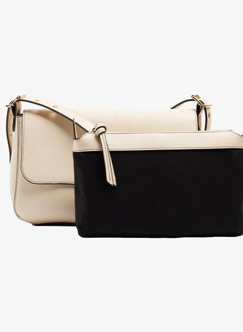 Parfois Plain Crossbody Bag With Flap And Inner Pouch