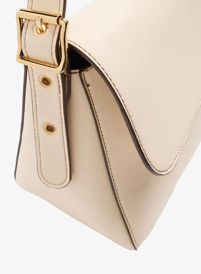 Parfois White Plain Crossbody Bag With Flap And Inner Pouch for Women | Best Price UAE