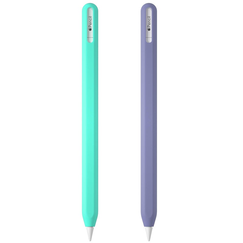 AKSHFETH Silicone Cover Sleeve for Apple Pencil USB-C Ultra Thin Cover Case for Apple Pencil USB C Accessories Soft Ipad Apple Pencil Grip Silicone Case (Mint Green+Lavender Grey) - Image 1