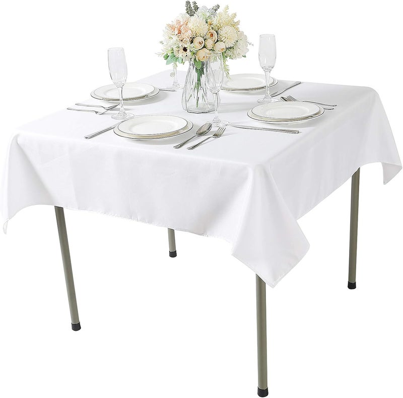 CupuamonSquare Tablecloth 70x70 inch Washable Polyester Fabric Table Cloth for Wedding Party Dining Banquet Decoration（70x70,White） - Image 1
