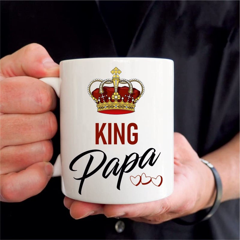 PICRAZEE "King Papa Queen Mummy for Mummy Papa|Parents | Mother Father (2pc12”x12” Satin Cushion with Filler, 2pcCoffee Mug&2pc Fridge Magnet) - Image 4