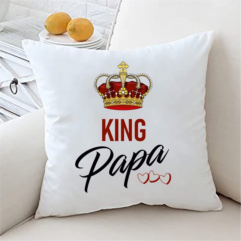 PICRAZEE "King Papa Queen Mummy for Mummy Papa|Parents | Mother Father (2pc12”x12” Satin Cushion with Filler, 2pcCoffee Mug&2pc Fridge Magnet) - Image 2