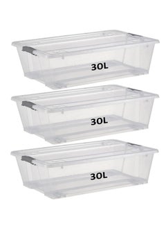 30L Storage Box With Lid & Wheels  Slim Under Bed Plastic Organizer  3pcs Stackable Transparent Boxes for Storing Clothes, Toys, Shoes, Tools, Medicine, Office Supplies - pzsku/Z20FB4654FFBE42EBBF13Z/45/_/1719293381/83144258-ccf3-4780-bd3d-27d4b18ebf7a