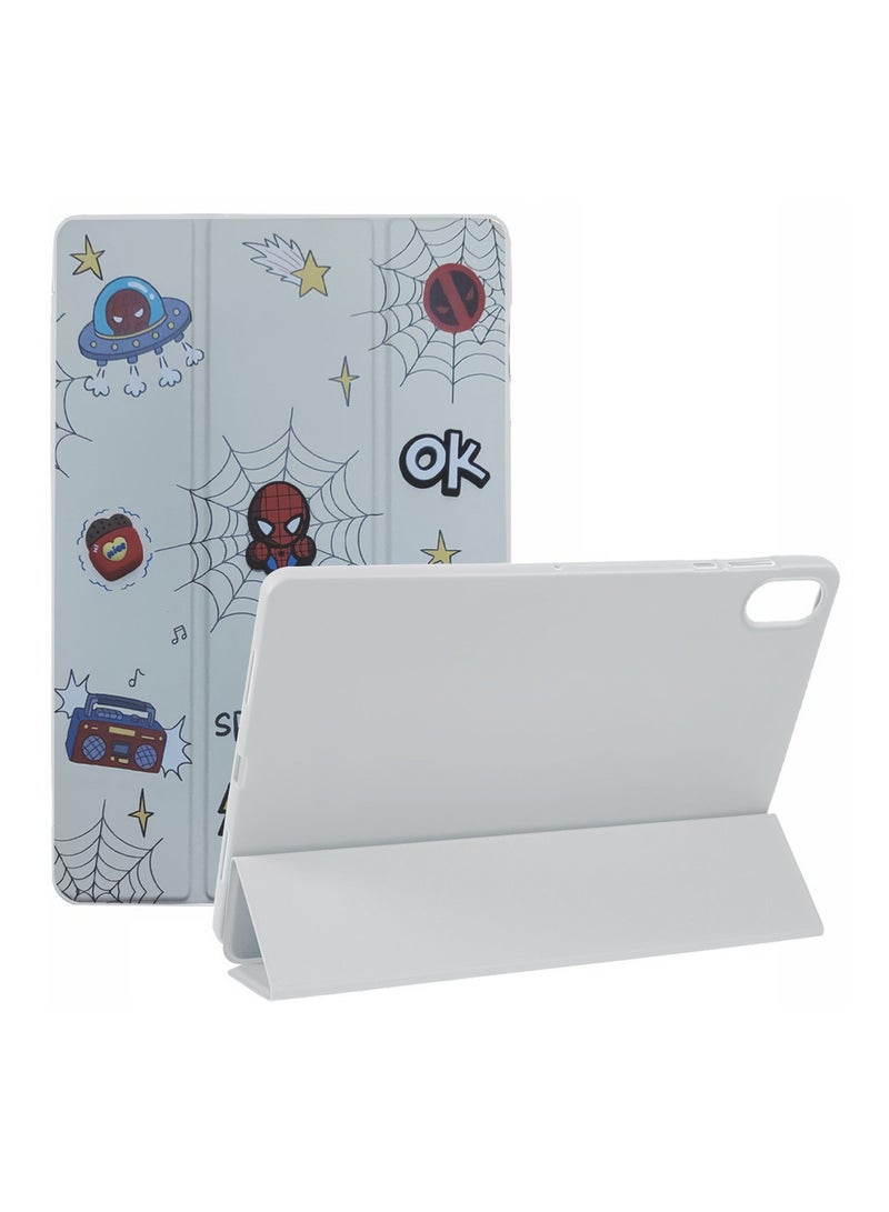 Wtech Honor Pad X8a 2024 (11 Inch) Smart Flip Fashion Cartoon Auto Wake / Sleep with Pen Holder Back Case Cover (TCFPSR) - White - Image 1