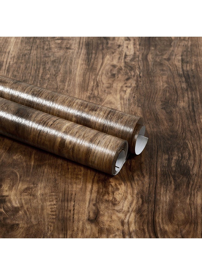زيمي ورق حائط ذاتي اللصق بتصميم عتيق من الخشب، قطعة واحدة - سهل التقشير واللصق، مقاوم للماء وقابل للإزالة، مناسب للأجهزة مثل الثلاجات ومكبرات الصوت والخزائن وغيرها - مثالي للمطبخ وديكور المنزل (40*500 سم) - Image 1