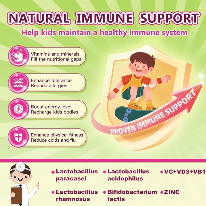 NATURE TARGET Kids Probiotic Chewable 5 Billion CFUs Probiotics  Prebiotics for Ages 3 Probiotics for Digestive Health Immune Support  Appetite Booster Natural Strawberry Flavor 75 Servings - Image 4