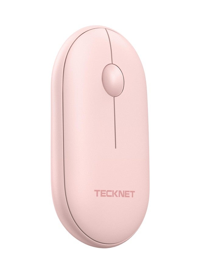 TECKNET Bluetooth Mouse, 2.4G USB-A Compact and Portable Mouse for Laptop 2 Modes(BT3.0/5.0+2.4Ghz), Silent Slim Clicks with USB Receiver, Compatible with PC, Chromebook, Mac- Pink - Image 1