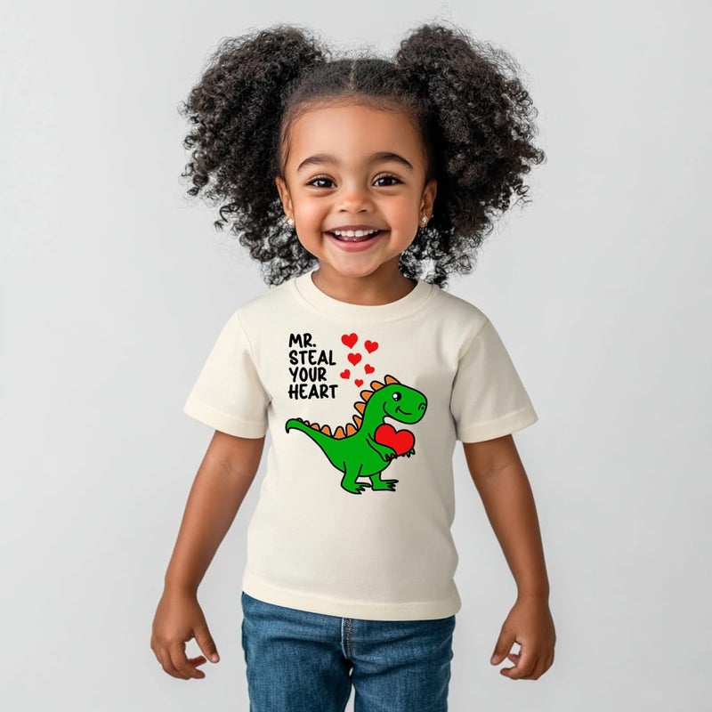 cheerilulu Toddler Boys Valentine Shirt for Girls Kids, Love T-Rex Dinosaur Alphabet ABC I Love You Heart T Shirt Cotton Blend,4-7T - Image 4