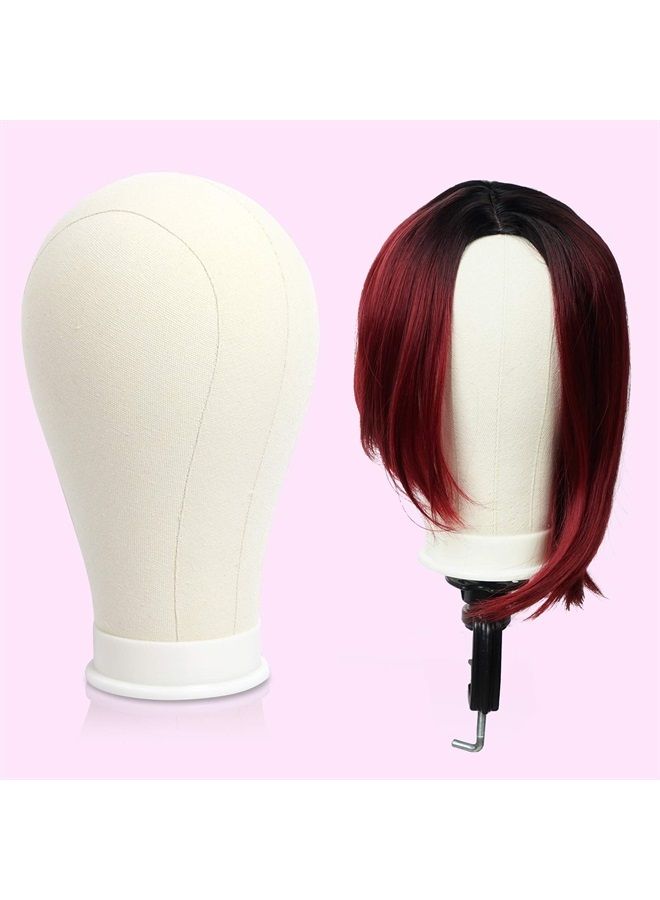 Bileaf 24 Inch Canvas Block Head Mannequin Wig Head With Stand for Styling Manikin Head Set Display Mannequin Head with Mount Holes(Creamy-White) - Image 5