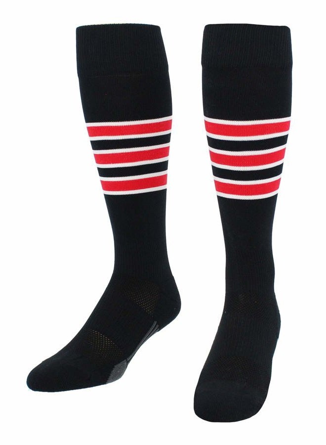 TCK Performance Baseball/Softball Socks (Black/White/Scarlet, Small) - Image 3