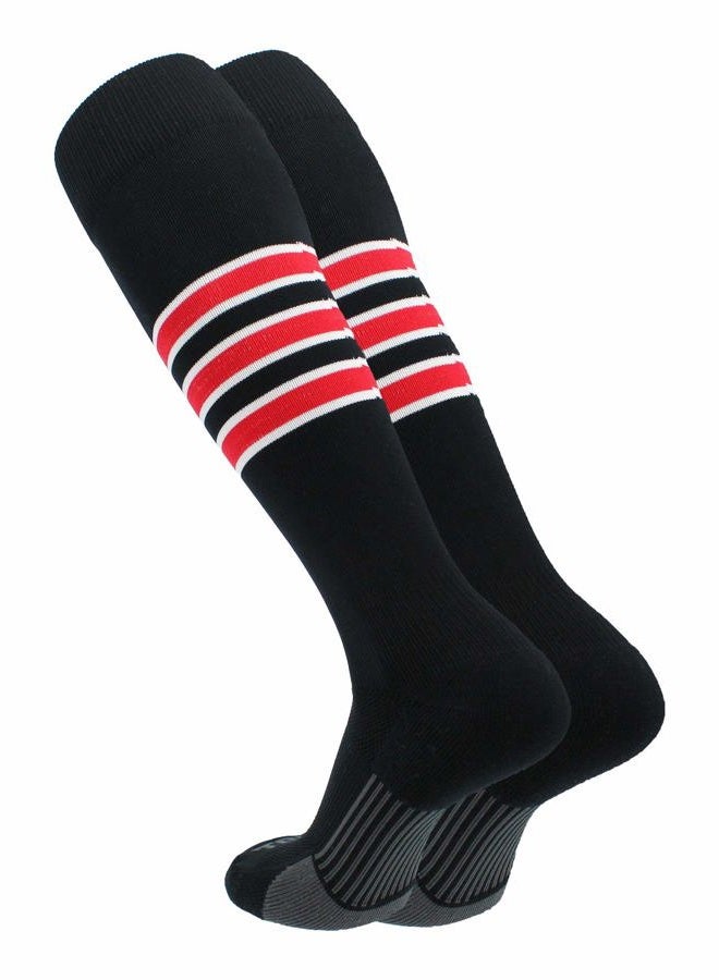 TCK Performance Baseball/Softball Socks (Black/White/Scarlet, Small) - Image 1