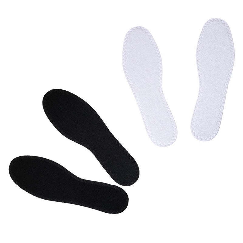Happystep Cotton Terry Cloth Insoles Barefoot Shoe Inserts Sweat Absorption Odor Control MoistureWicking Washable and Reusable Zero Drop Shoe Insoles 1 Pair Black and 1 Pair White Women 9