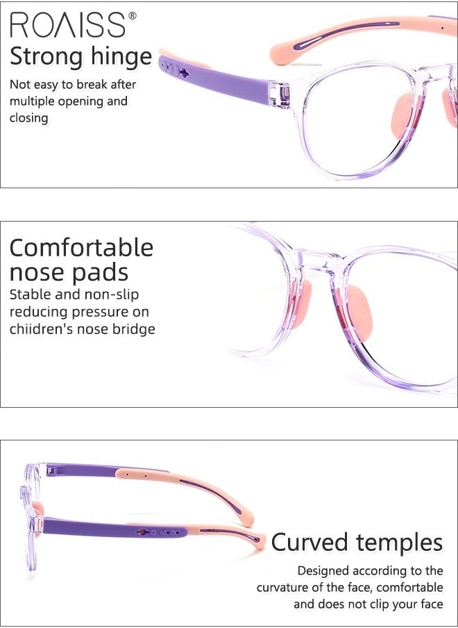 roaiss - Kids Blue Light Blocking Glasses, Anti Eyestrain Computer Glasses, Gaming Eyewear UV400 Protection with Light Weight TR90 Frame for Boys Girls and Children Age 3-12, Clear Purple - Image 1