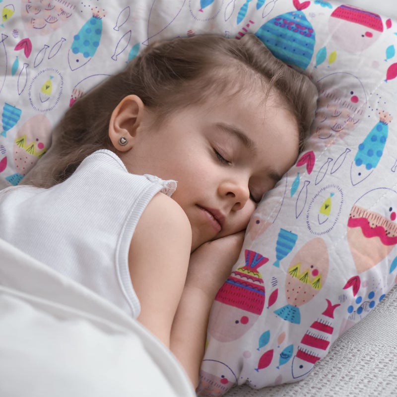 Kradyl Kroft وسادة كرايدل كروفت للأطفال بغطاء قابل للإزالة من 100% قطن - 20 × 15 بوصة | وسائد الأطفال | وسائد الرضع - أسماك ملونة - Image 2