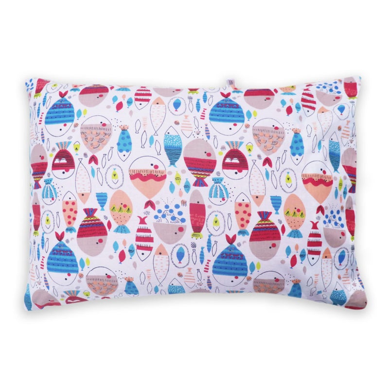 Kradyl Kroft وسادة كرايدل كروفت للأطفال بغطاء قابل للإزالة من 100% قطن - 20 × 15 بوصة | وسائد الأطفال | وسائد الرضع - أسماك ملونة - Image 1