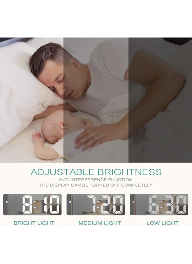 ORIA - ORIA Digital Alarm Clock, (New Version) 6.5" Large Display LED Mirrored Clock with USB Charging Ports, Snooze, 12h&24h Display, 3 Adjustable Brightness Suitable for Bedroom, Office, Black Case+mirror - Image 1