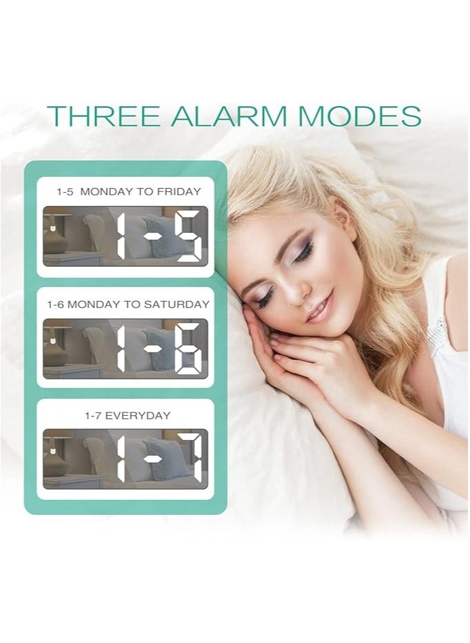 ORIA - ORIA Digital Alarm Clock, (New Version) 6.5" Large Display LED Mirrored Clock with USB Charging Ports, Snooze, 12h&24h Display, 3 Adjustable Brightness Suitable for Bedroom, Office, Black Case+mirror - Image 1