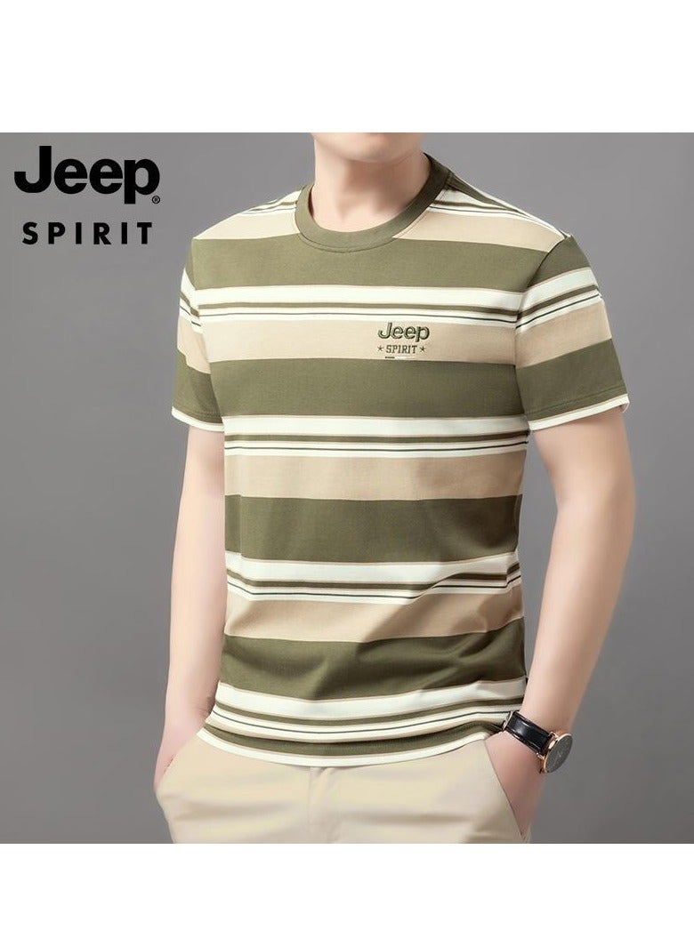 Jeep Men's  Short Sleeved T-shirt Round Neck Pullover Sweatshirt Simple Running Top  - Image 1
