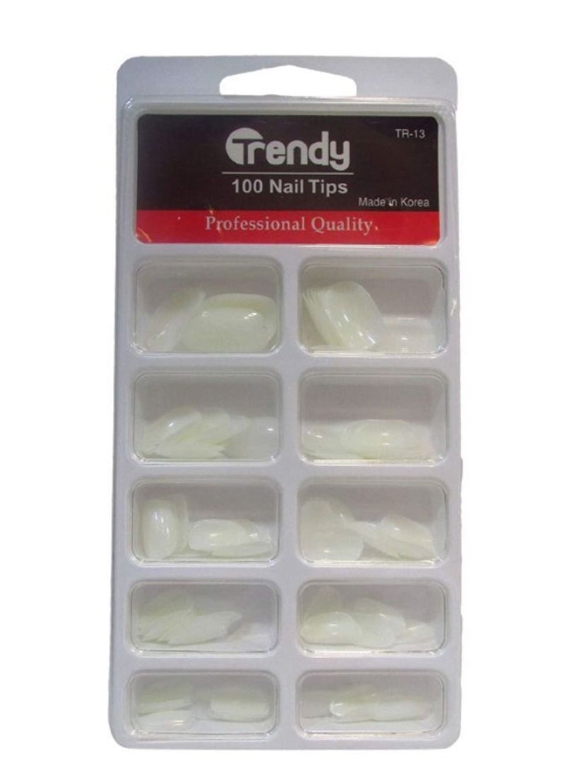تريندي مجموعة اظافر اصطناعية 100 حبه ابيض قابل للطلاء طقم اظافر TR-13