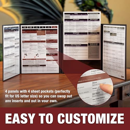 TIDYBOSS 4-Panel DM Screen | Customizable DND Dungeon Master Guide with Inserts for Dungeon Masters | D&D Starter Set | DND Starter kit d&d Accessories | DND Gifts | DND dm Supplies - Image 4