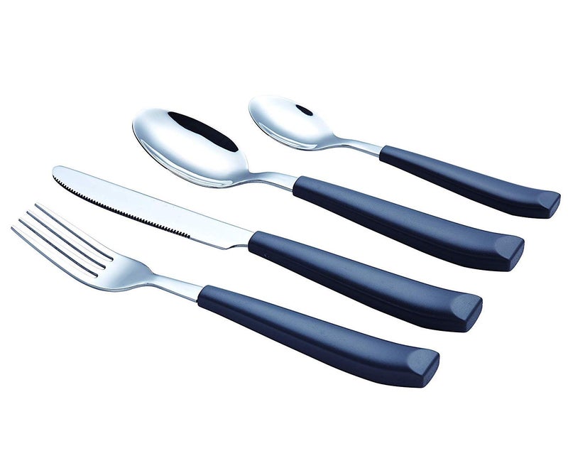 EXZACT 16-Piece Flatware Set for 4 – Colored Stainless Steel Cutlery with Wide Plastic Handles – Comfortable Tableware: Forks, Knives, Spoons, Teaspoons - Image 4